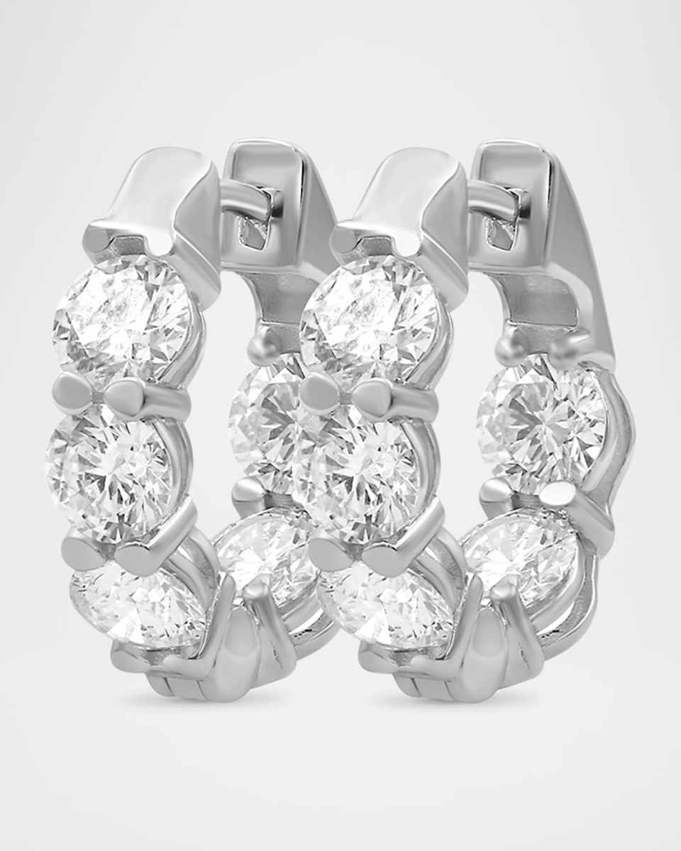 Round Lab Grown Diamond 18K White Gold Huggie Earrings